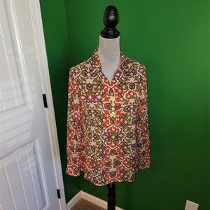 Jones New York Petite Size M Print Blouse